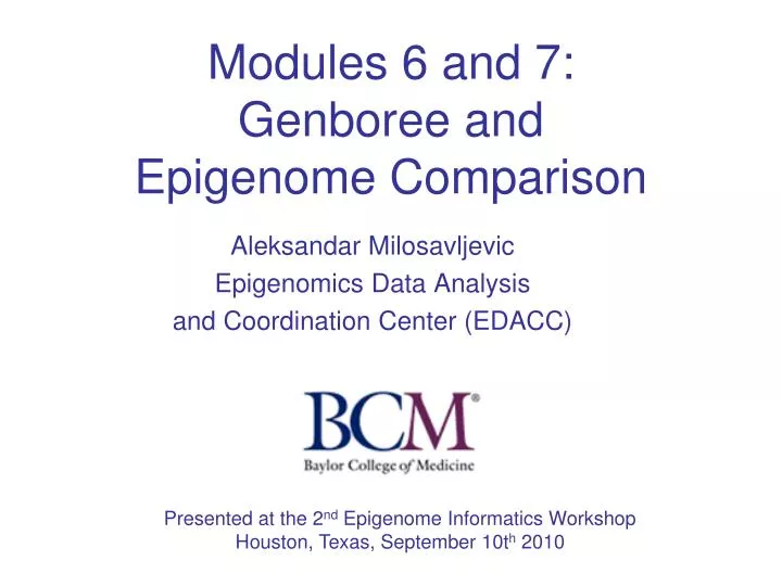 modules 6 and 7 genboree and epigenome comparison