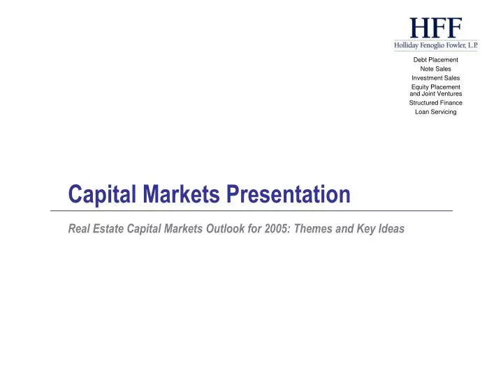capital markets presentation