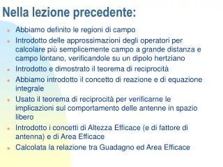 nella lezione precedente