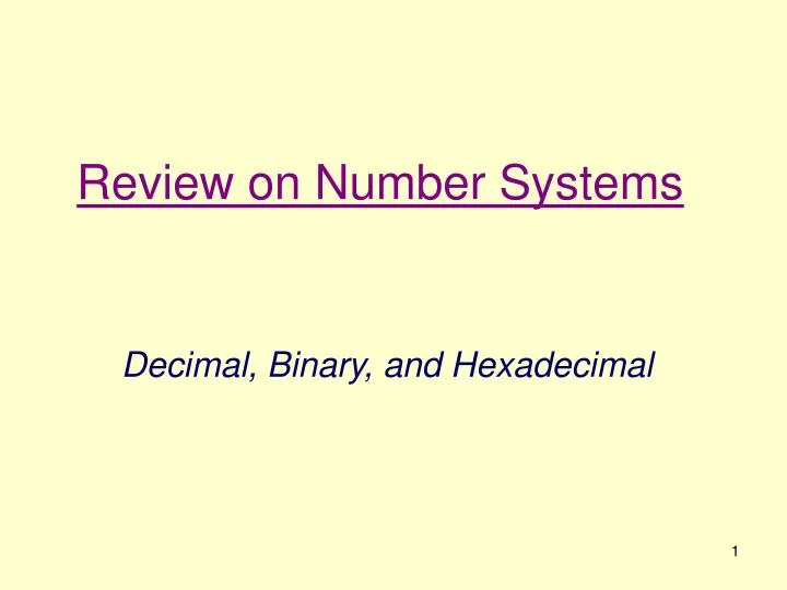 review on number systems