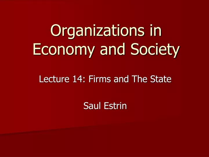 organizations in economy and society