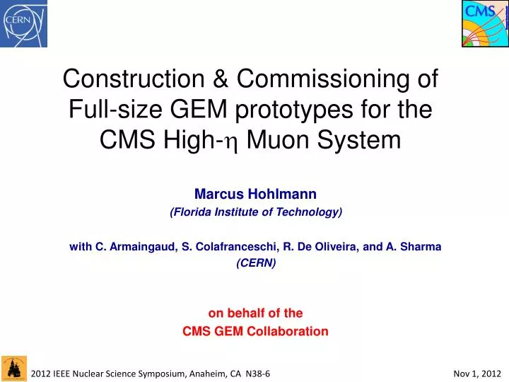 construction commissioning of full size gem prototypes for the cms high muon system