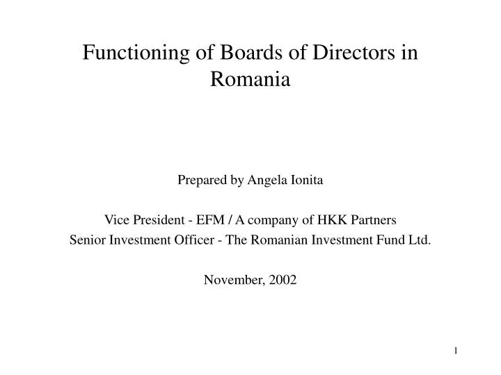 functioning of boards of directors in romania