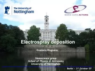 Electrospray deposition