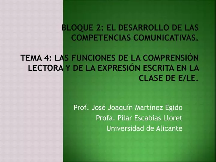 prof jos joaqu n mart nez egido profa pilar escabias lloret universidad de alicante