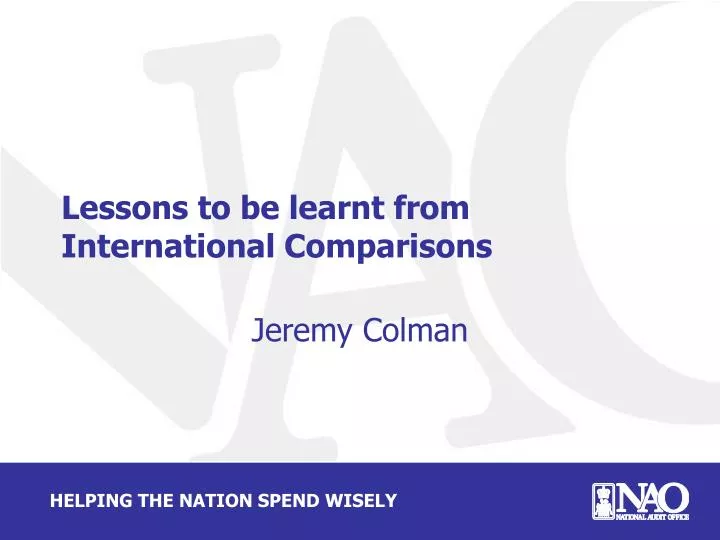 lessons to be learnt from international comparisons