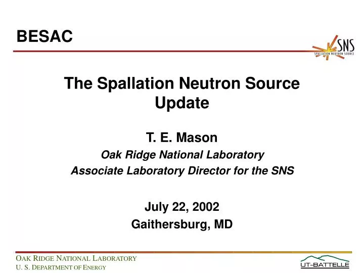 the spallation neutron source update