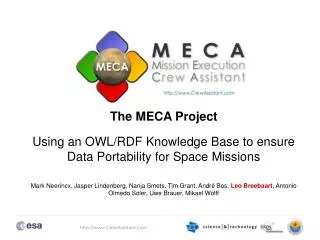 The MECA Project Using an OWL/RDF Knowledge Base to ensure Data Portability for Space Missions