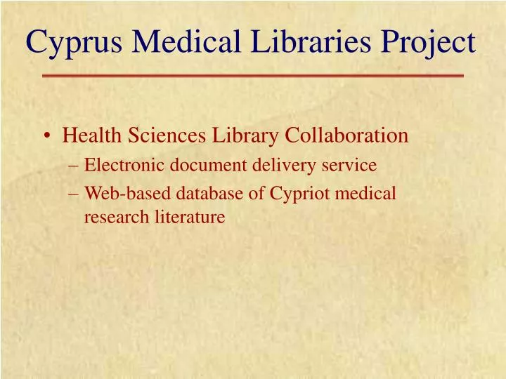 cyprus medical libraries project