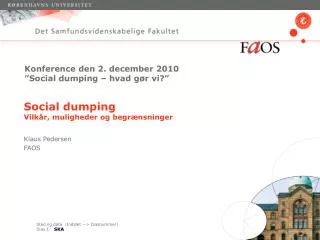 social dumping vilk r muligheder og begr nsninger