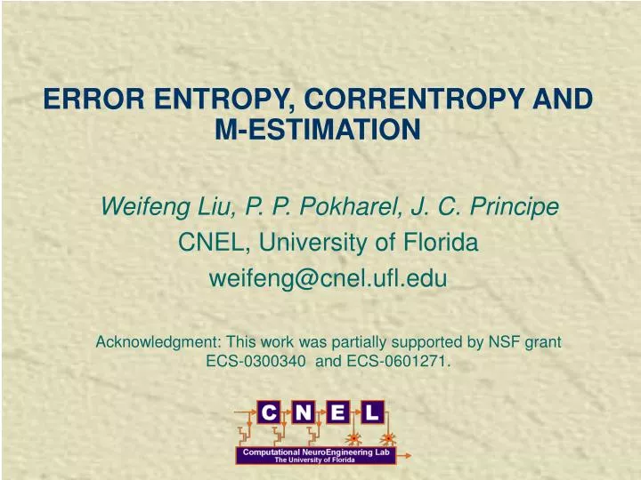 error entropy correntropy and m estimation