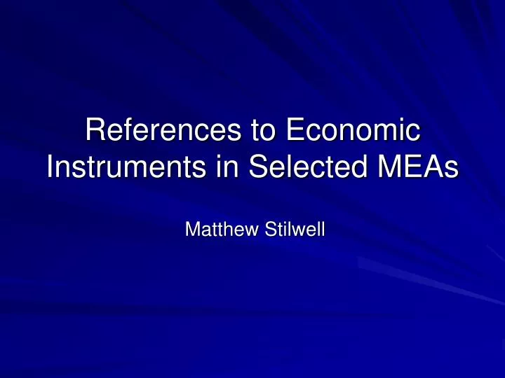 references to economic instruments in selected meas