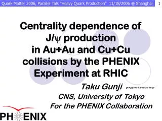 Taku Gunji CNS, University of Tokyo For the PHENIX Collaboration