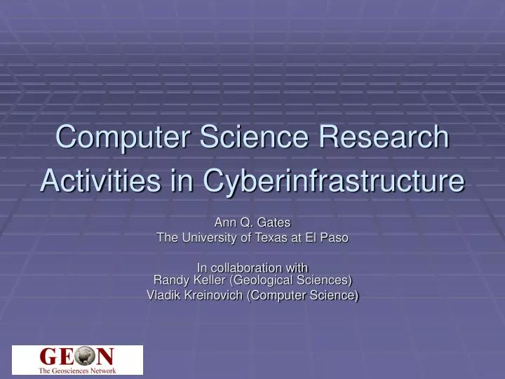 computer science research activities in cyberinfrastructure
