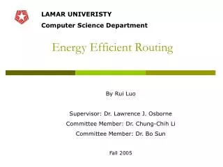 Energy Efficient Routing