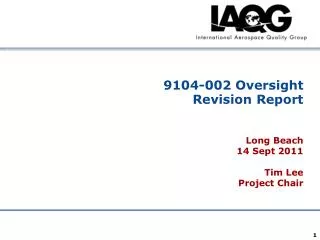 9104-002 Oversight Revision Report