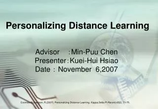 Personalizing Distance Learning