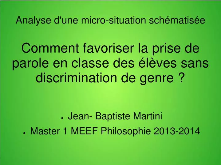 analyse d une micro situation sch matis e