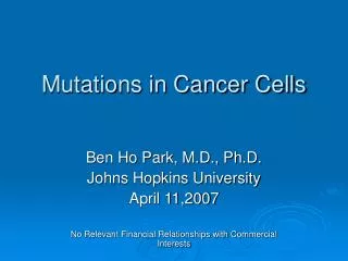 Mutations in Cancer Cells