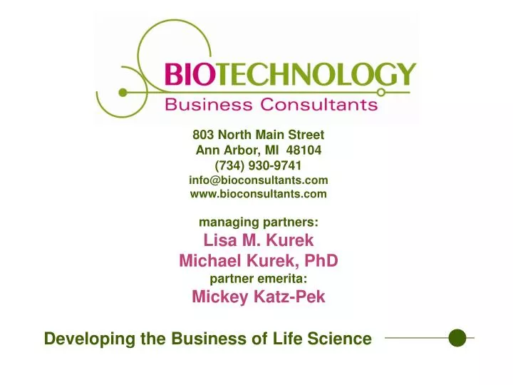 developing the business of life science