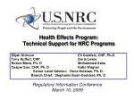 Health Effects Program: Technical Support for NRC Programs - slide 1