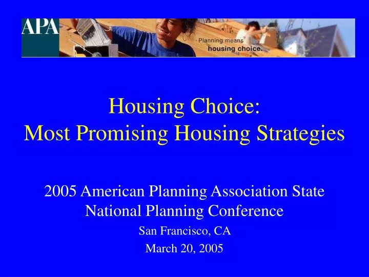 housing choice most promising housing strategies