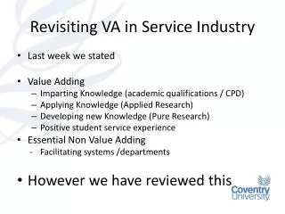 Revisiting VA in Service Industry