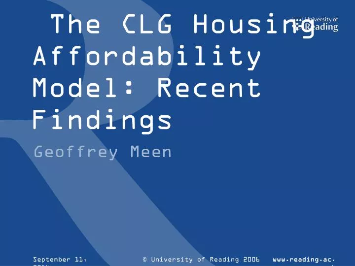 the clg housing affordability model recent findings
