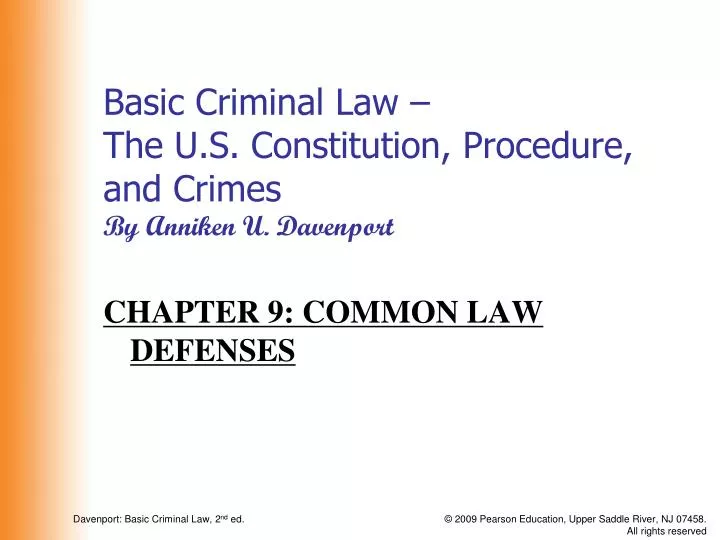 basic criminal law the u s constitution procedure and crimes by anniken u davenport