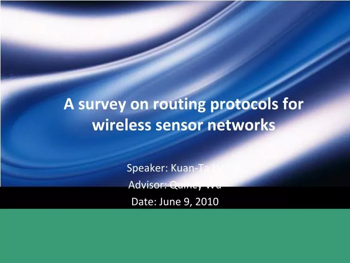 a survey on routing protocols for wireless sensor networks