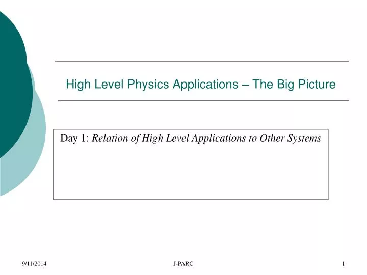 high level physics applications the big picture