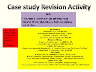 Case study Revision Activity