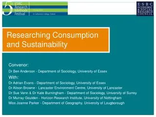 Researching Consumption and Sustainability