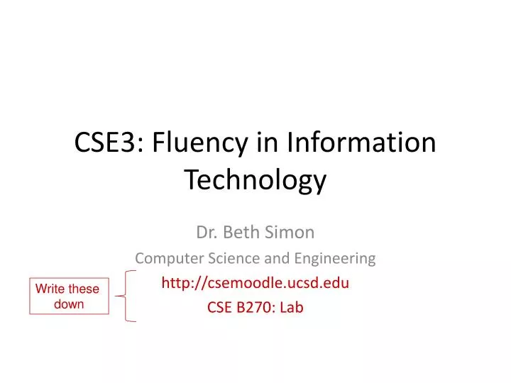 cse3 fluency in information technology