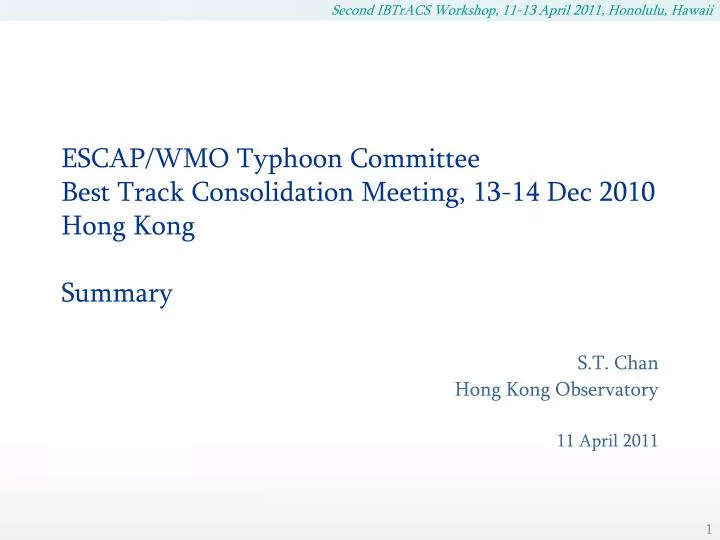 escap wmo typhoon committee best track consolidation meeting 13 14 dec 2010 hong kong summary