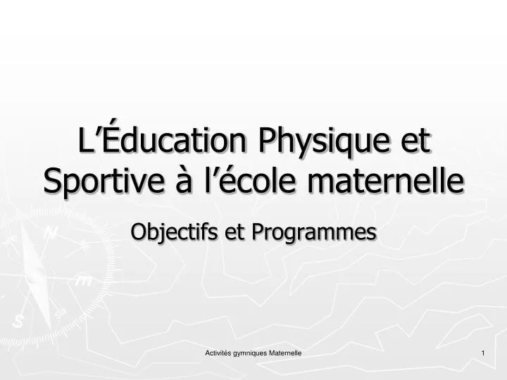 l ducation physique et sportive l cole maternelle