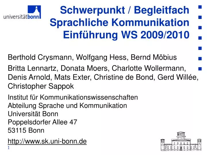 schwerpunkt begleitfach sprachliche kommunikation einf hrung ws 2009 2010