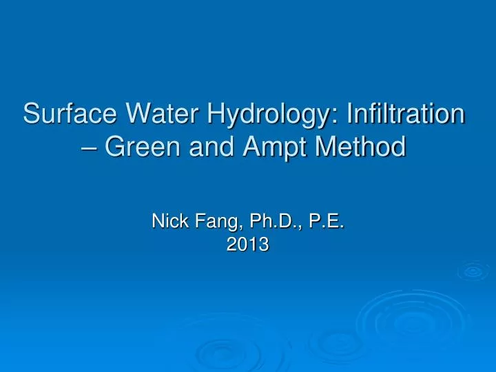 surface water hydrology infiltration green and ampt method