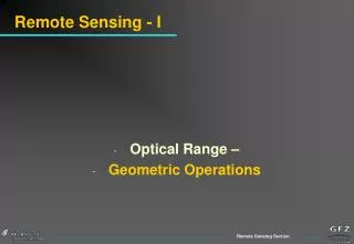 Remote Sensing - I