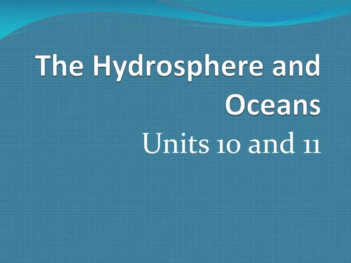 the hydrosphere and oceans