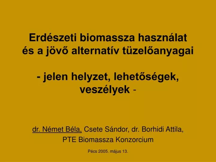 erd szeti biomassza haszn lat s a j v alternat v t zel anyagai jelen helyzet lehet s gek vesz lyek