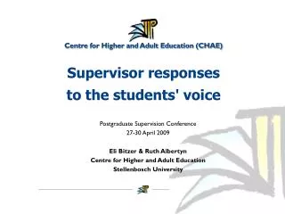 Supervisor responses to the students' voice