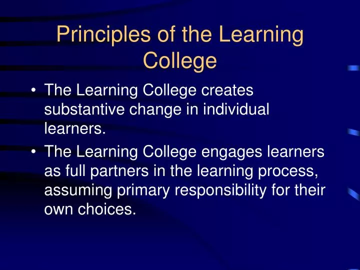 principles of the learning college