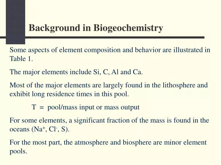 background in biogeochemistry