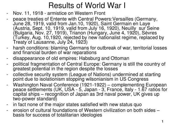 results of world war i