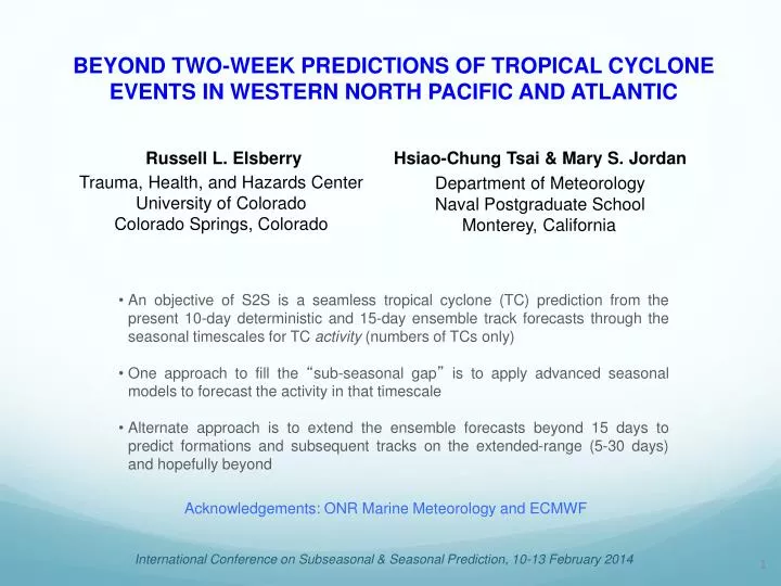 beyond two week predictions of tropical cyclone events in western north pacific and atlantic