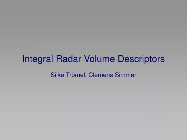 integral radar volume descriptors