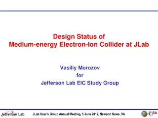 Design Status of Medium-energy Electron-Ion Collider at JLab