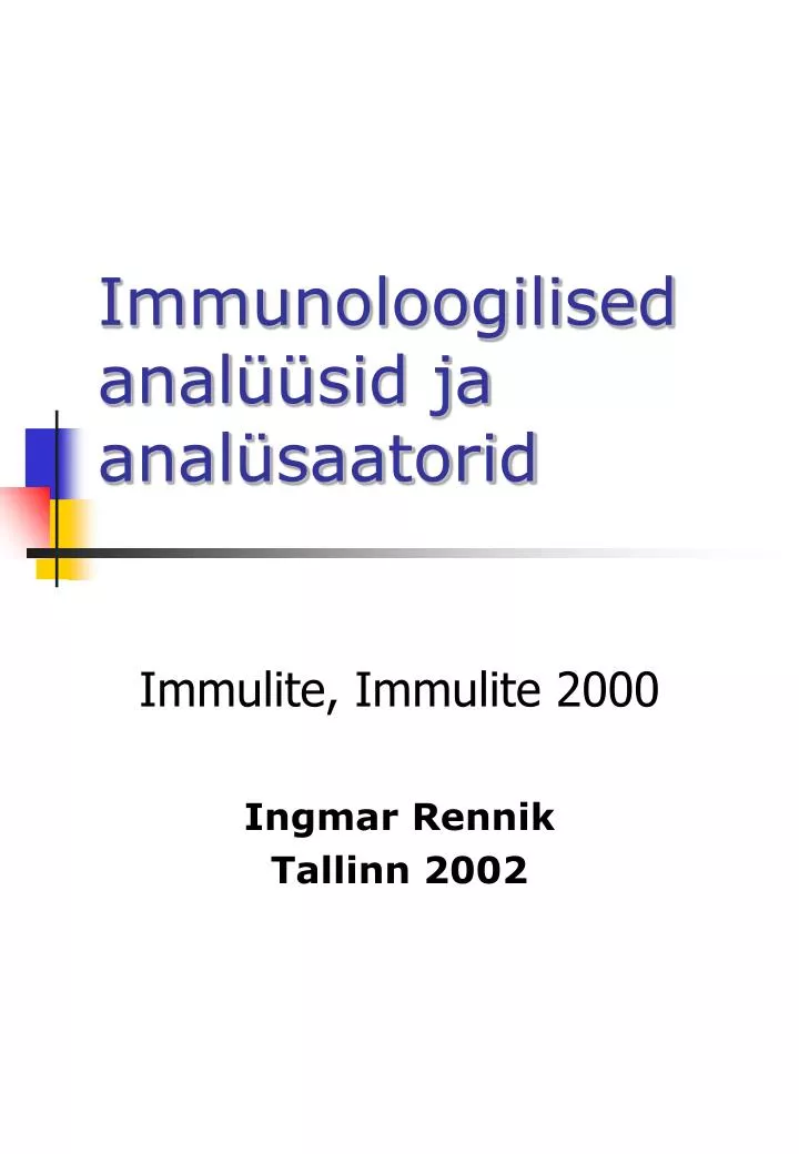 immunoloogilised anal sid ja anal saatorid
