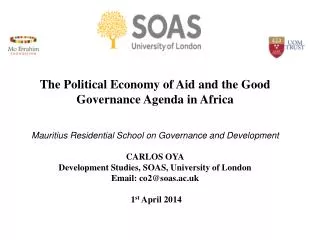 The Political Economy of Aid and the Good Governance Agenda in Africa